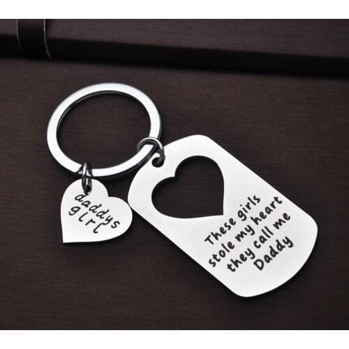 Metal There Is This Girl She Stole My Heart She Calls Me Daddy Heart Keychain Pendant Daddy Daughter Jewelry Fathers Day Gift