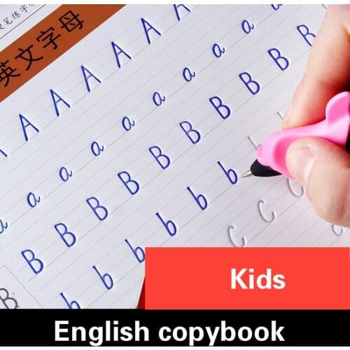 Reusable English Copybook Alphabet Copybook Kids HandWriting Groove Design Auto Fades English Vocabulary Practice Book
