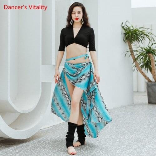 Belly Dance Top Or Skirt V-Neck Shirt Half Sleeve Snake Print Hip Scarf Performance Clothes Female Elegant Practice Clothing