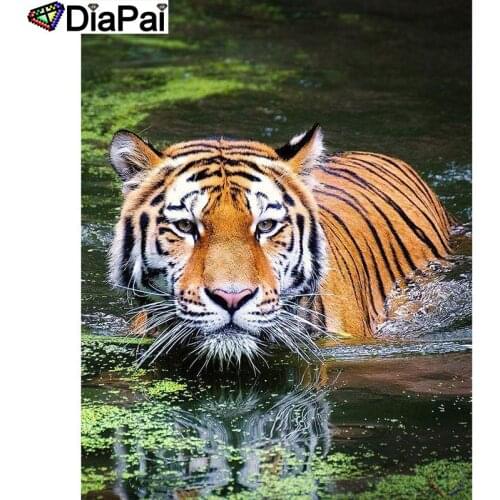 DIAPAI 100% Full Square/Round Drill 5D DIY Diamond Painting "Animal tiger" Diamond Embroidery Cross Stitch 3D Decor A18678