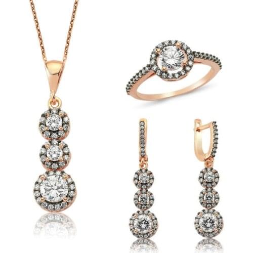 925 Sterling Silver Solitaire Diamond Woman Set