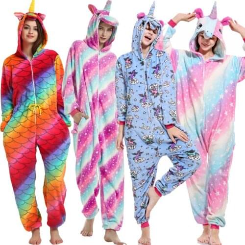 2020 New Winter Adult Women Pyjama Unisex Animal Pajama Sets Cartoon Sleepwear Hooded Homewear Unicorn Pajamas Panda