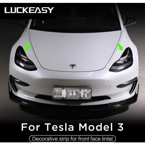 LUCKEASY Automobile decorative lamp eyebrow for Tesla Model 3 2017-2021 Decorative strip for car front light eyebrow 2pcs/set