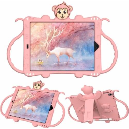 Shockproof Cartoon Monkey Tablet Shell for IPad 10.2 7th 8th Case for Pro 10.5 Air 3 10.5'' Kids Cover Silicon Stand Strap Funda