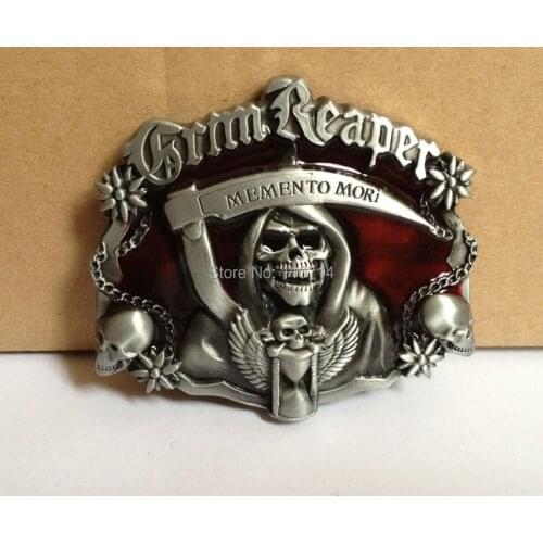 SKULL MEMENTO MORI belt buckle with pewter finish SW-B10-036 suitable for 4cm wideth belt with continous stock