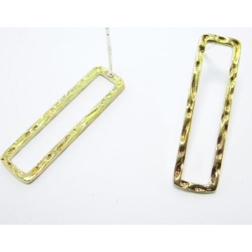 Stud earrings 24.5x7mm Rectangle brass ear post Earrings stud 925 silver needle -2pcs R1080
