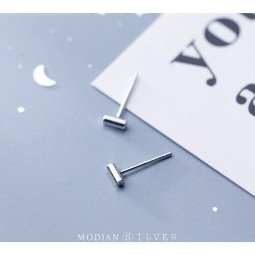 Modian Minimalism Cylindrical Stud Earrings 925 Sterling Silver Fashion Tiny Ear for Women Statement Jewelry Prevent Allergy