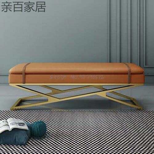 Nordic shoe changing stool shoe stool living room sofa soft bag light luxury bed end stool bedroom long stool net red cloakroom