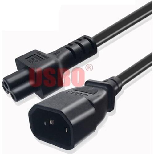 Black 0.2M 0.6M 1.8M 3.0M PVC Copper IEC320 C14 to C5 extension cord C5 plum chassis cabinet PDU/UPS server power cable
