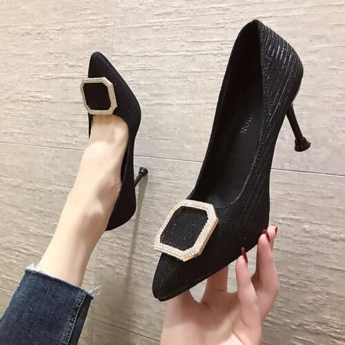 Spring Woman High Heel Ladies Shoes Fashion Metal High Heel Sexy Mature Office Thin Heels Wedding Shoes New Women Shoes W37-13