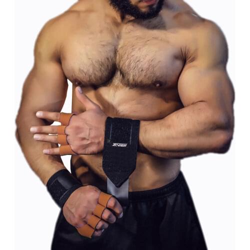 Gym Glove Pad Hand Grips Protection with Wrist Wraps for Fitness Crossfit Gym Workout Weightlifting Powerlifting Workout