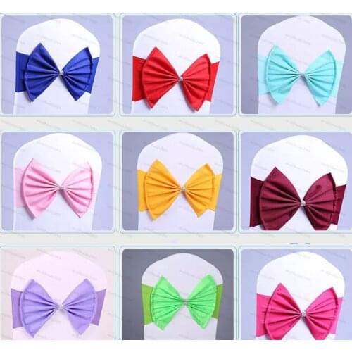 Elastic Chair Covers Sashes Band Wedding Bow Tie Backs Props Bowknot Spandex Chairs Sash Buckles Cover Back Hostel Trim