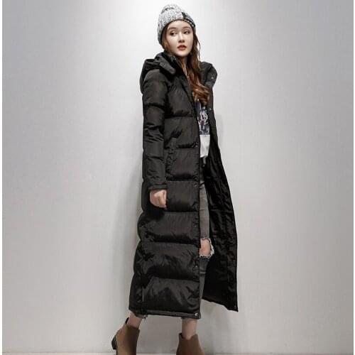 Winter Women White Duck Down Jacket Fashion Warm Thick Down Parkas Coat Female Hooded Slim Long Outwear Plus Size 3XL SF1085