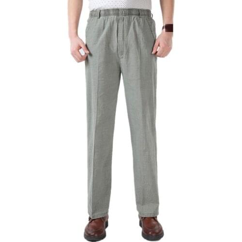 ZXT1528-C1072 2020 new spring Summer middle-aged mens big size loose casual Cotton linen trousers cheap wholesale free shipping