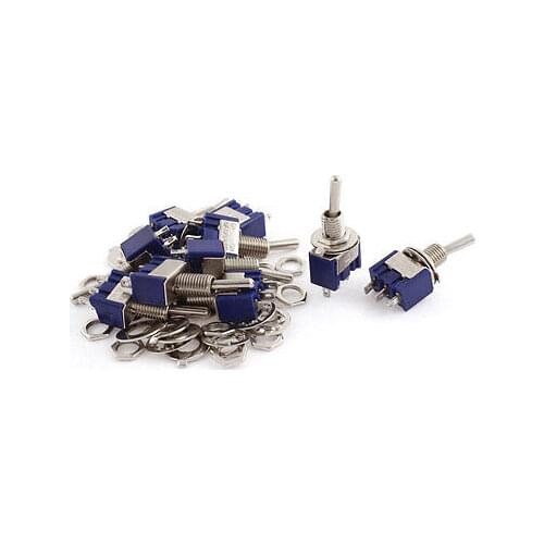 AC 125V 6A Panel Mount SPDT 3-Pin On/On Latching 2 Position Toggle Switch 10Pcs