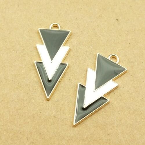 10pcs 14x33mm enamel triangle charm for jewelry making earring pendant bracelet and necklace charms