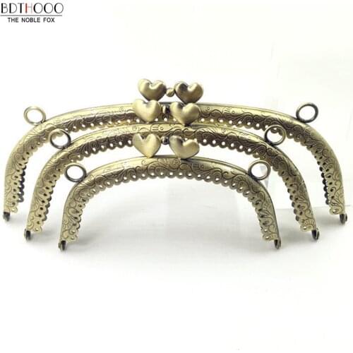 10pcs/lot 12.5CM Metal Frame Accessories for Bags Frame Purse Making Kiss Clasp Lock Vintage Copper DIY Clutch Bag Lock Frame