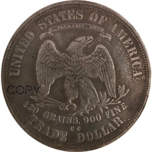 1875 cc United States 1 One Dollar Trade Dollar Cupronickel Plated Silver Copy Coins