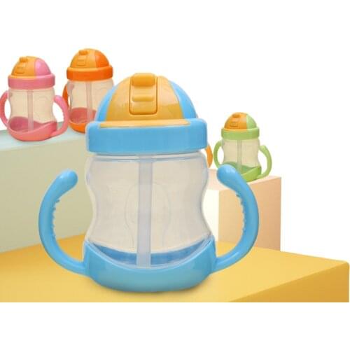 280ML With Handle Straw Baby Learn Drinking Cup PP Material Kids School Travel Transparent Thermal Water Bottle Fruit Juice Mug
