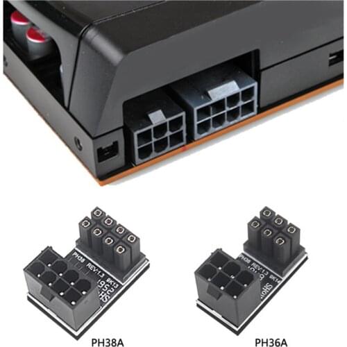 30pcs ATX 8/6Pin VGA PSU Adapter Elbow Head GPU Power Steering Connector Converter PCI-E 6Pin 8Pin 180 Degree Angled