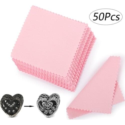 50pcs Silver Polishing Cloth Cleaning Cloth Wiping Cloth Of Sterling Silver Gold Platinum Jewelry Anti Tarnish