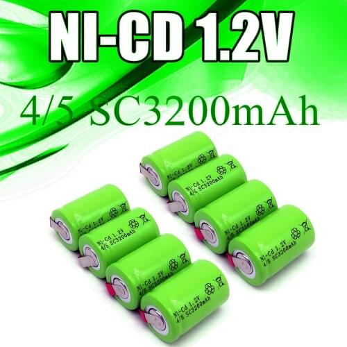Brand New 22Pcs/Lot 4/5 SC NI-Cd Rechargeable Battery 1.2V 3200mAh,Green,With Tab For LED Power Tools
