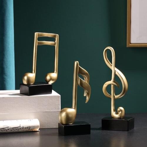 Home Decoration Accessories Modern Figurine Decorative Art Statuette Golden Musical Note Handicraft Living Room Desk Ornaments