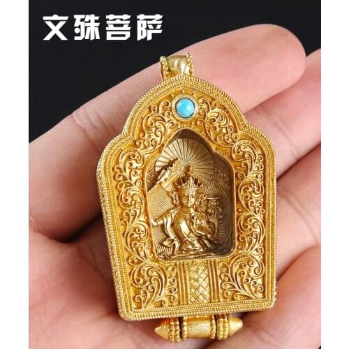 Asia Thailand Greco-Buddhist pocket travel efficacious Mascot safe good luck Manjusri Buddha Amulet Buddhist copper Pendant