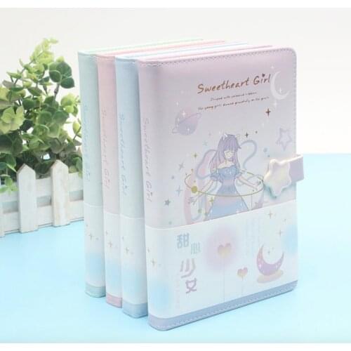 Lovely Soft Cover A5 Notebook Cartoon Grid Journal Diary Planner Agenda School Diary Magnetic Lock Student Work Accessory
