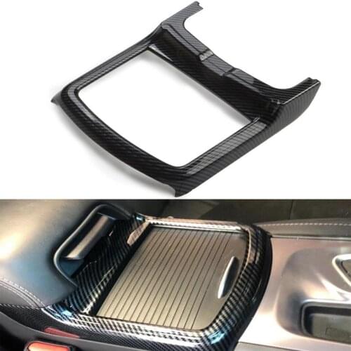 Carbon Fiber Cup Holder Cover Trim Decor Sticker Interior Accessories Car Styling For Dodge Charger 2016-202