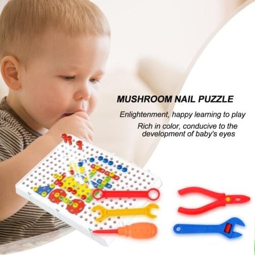 Baby DIY 3D Mushrooms Nails Jigsaw Puzzle Game Screw Drill Child Educational Toy Puzzle Enlightenment Happy Learning Play