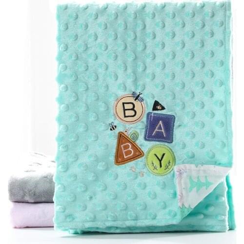 Baby Blanket Super Soft Bean Gauze Double Baby Blanket Embroidery Lovely Baby Blanket 75X100CM