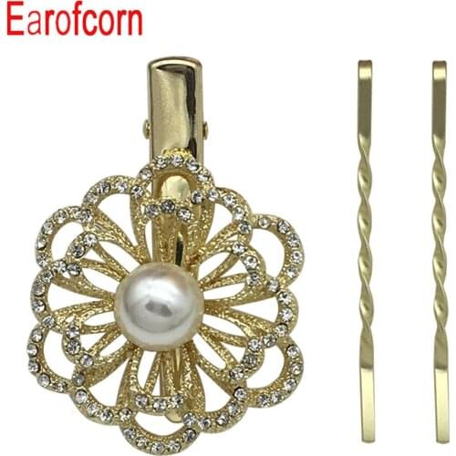 Earofcorn Unique Design Pearl Hollow Flowers Flash Drill Hair Clip Combination Set Boutique Hair Accessories for Women Jewelry