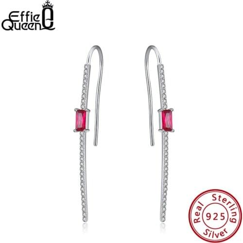 Effie Queen Silver 925 Hanging Earring Lovely Crystal with Corundum AAAA Zircon Earrings Micro Zircon Paved Jewelry BE237