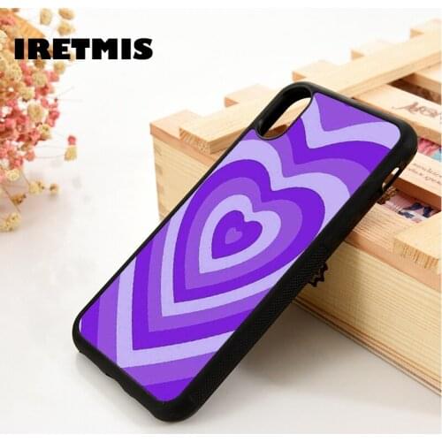 Iretmis 5 5S SE 6 6S TPU Silicone Rubber Phone Case Cover for iPhone 7 8 Plus X Xs 11 12 MINI Pro Max XR Purple Hearts