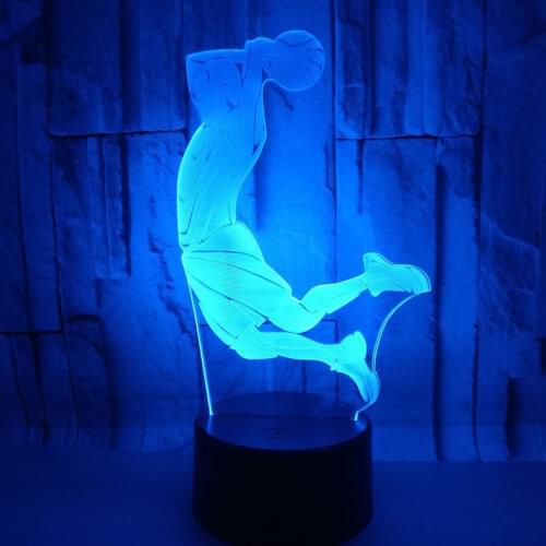 Creative 3D Visual Basketball Dunk Led Night Light 7 Color Change Home Table Party Bar Decor Lamp Lighting Boys Fans Best Gifts