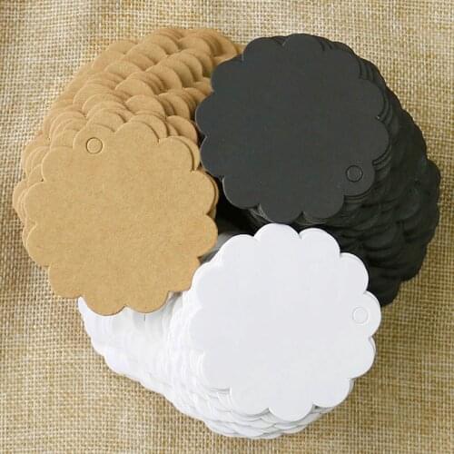 50pcs White Black Kraft Paper Tag Round Blank Gift Tags Wedding Gift Hang Tags Party Tags Cards Price Label Hemp String Included