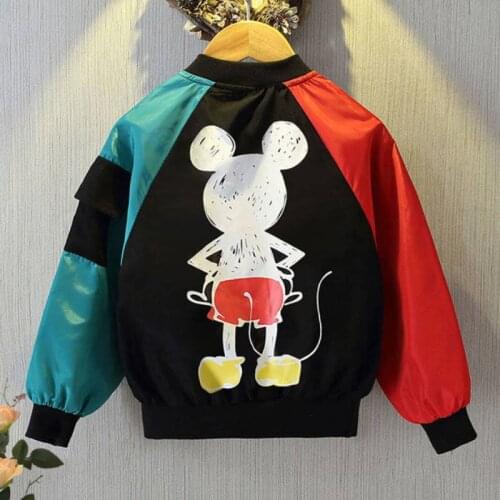 Autumn New Childrens Back Cartoon Mickey Jacket Boys Girls Baby Outing 1-3 Years Old Zipper Cardigan Jacket