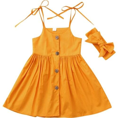 Summer Toddler Baby Girls Kids Sleeveless Solid Print Dress+headbands Outfits 2020 Summer Casual Dresses For Teen Girls Clothes