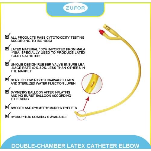 Medical bend head 2way Latex Foley Catheter Silicone Coated Disposable urinary catheter with Valve