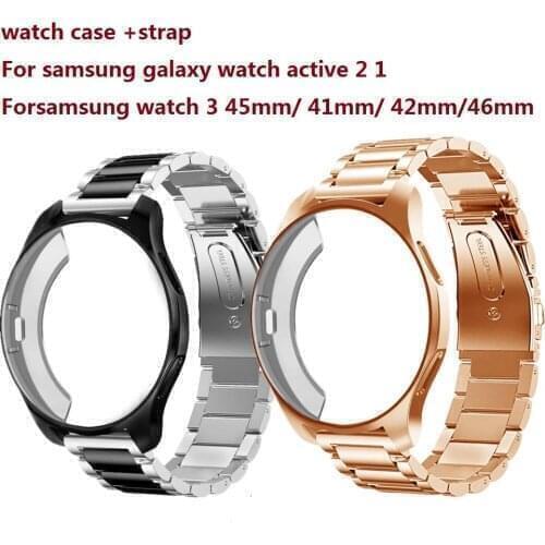 Metal Strap+Protective Case For Gear Sport/S2 S3 20mm 22mm Band Bracelet for Samsung Galaxy Watch Active 2 3 41/45mm 42/46m