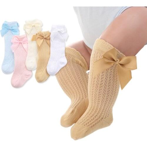 Cute Baby Girls Socks Knee High with Bow Baby Princess Socks for Girl Sweet Baby Socks Long Tube Kids Children Foot 5pairs