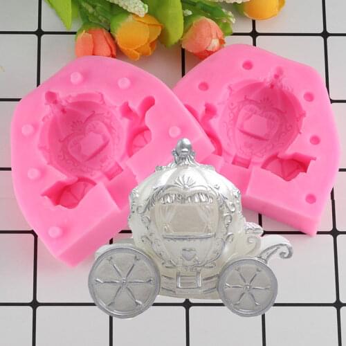 Mujiang 3D Pumpkin Carriage Candle Silicone Mold Wedding Fondant Cake Decorating Tools Chocolate Candy Resin Clay Soap Molds
