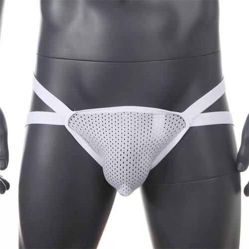 Mens Underwear Sexy Jock Strap Underpants Solid Hollow Out T-Back G-String Briefs Breathable Thong Lingerie Male Underpants New