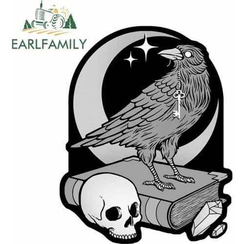 EARLFAMILY 13cm x 10.2cm for Occult Crow Car Stickers Personality Windows Trunk Decal Motorcycle Surfboard Camper Car Wrap