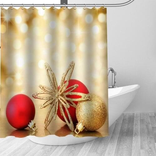 New Arrival Christmas Decoration Shower Curtain Polyester Fabric Printing Bathroom Curtain Waterproof Bathroom Product With Hook