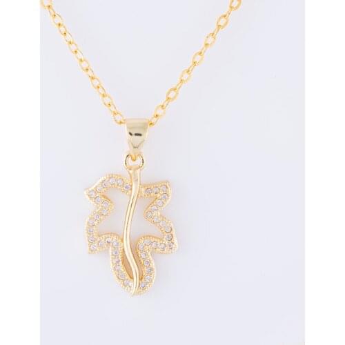 Supplies For Jewelry Bijoux Zircon Leaf Necklace Femme Diy Copper Micro Pave Charms Necklace Women Wholesale Bisuteria Mujer