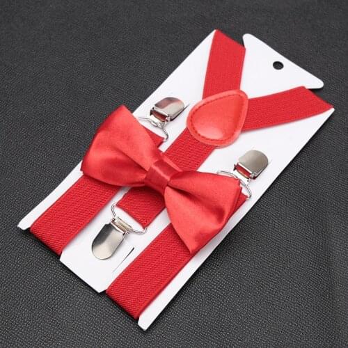 Kids Retro Suspenders Bow Tie Set Boy Girl Adjustable Suspenders Children Baby Braces Clip-on Trousers Wedding Ties Accessories