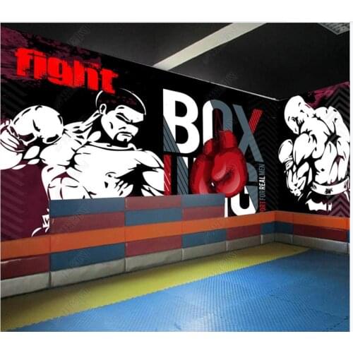 Custom photo wallpaper for walls 3 d murals Modern gym graffiti boxing sports club image wall background wall papers home decor