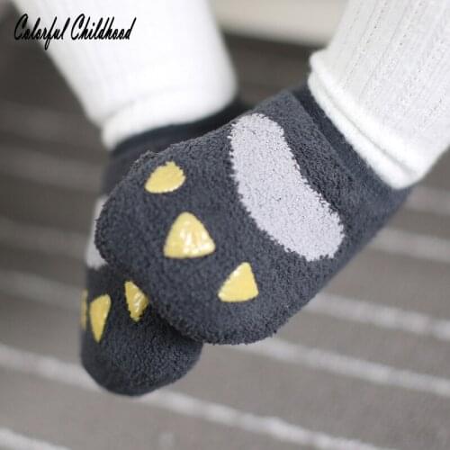 Warm Winter Baby Socks Cute Soft Autumn Newborn Baby Girls Socks Cartoon Paw Infant Soft Baby boy Floor Socks